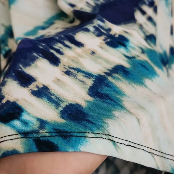 Tye Dye White Blue A-Line Maxi Skirt Beach Vacation Cruise Summer Brunch Medium - Picture 4 of 8